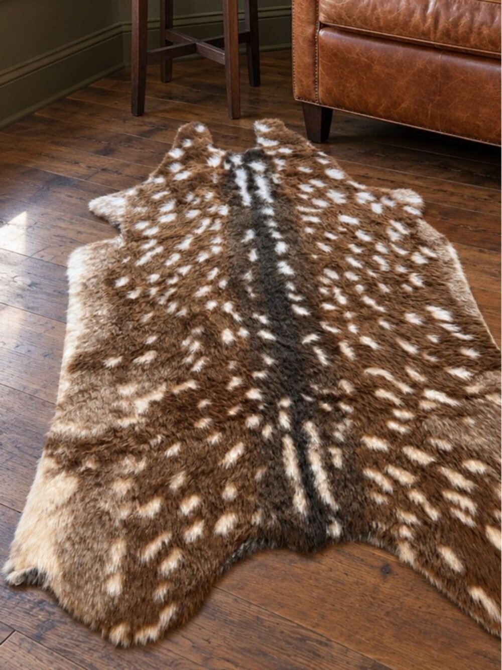 Fawn Deer Hide Rug Brown Fur Pelt Rustic Cabin Western Boho Farmhouse Decor faux